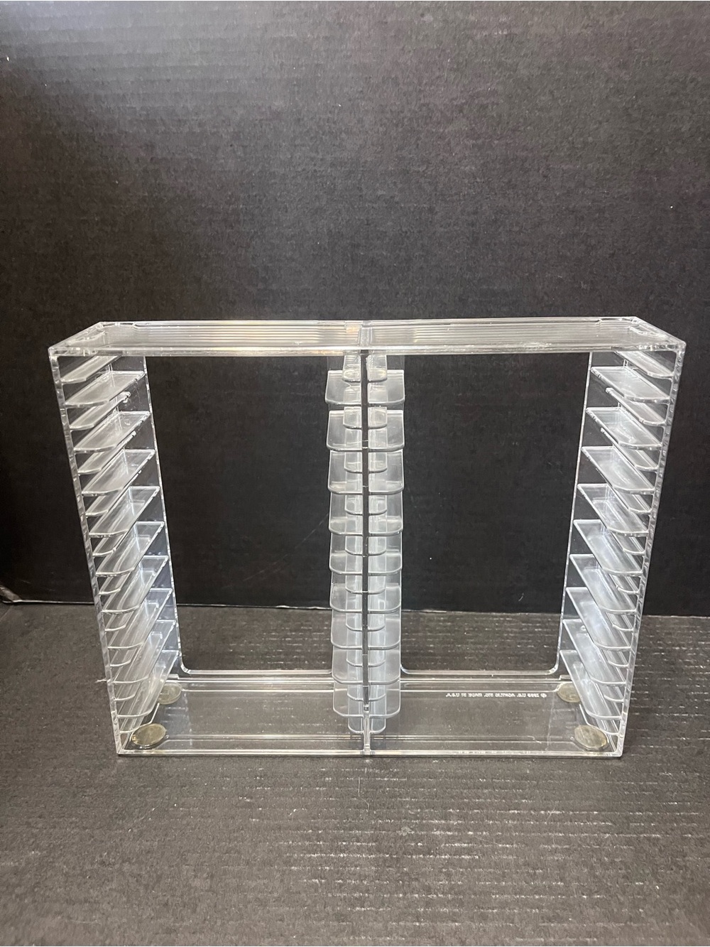Acrylic 2 Row Cassette Tape Holder  retro mcm art deco 20 tape capacity